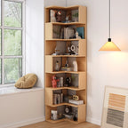 Bibliothèque d'angle en bois à 6 niveaux en forme de L