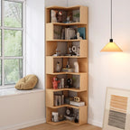 Bibliothèque d'angle en bois à 6 niveaux en forme de L