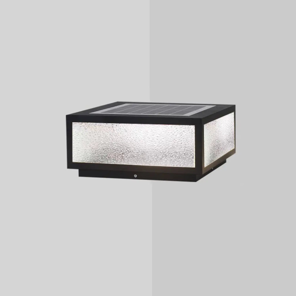 Lampes solaires carrées noires pour poteaux d'extérieur en métal