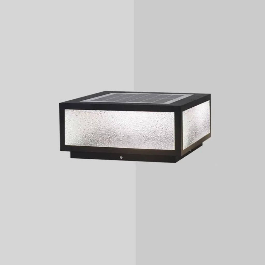 Lampes solaires carrées noires pour poteaux d'extérieur en métal