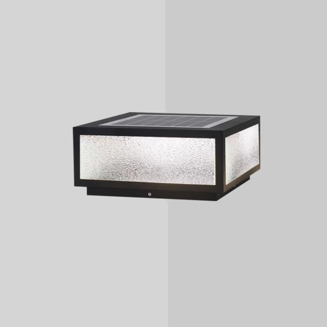 Lampes solaires carrées noires pour poteaux d'extérieur en métal