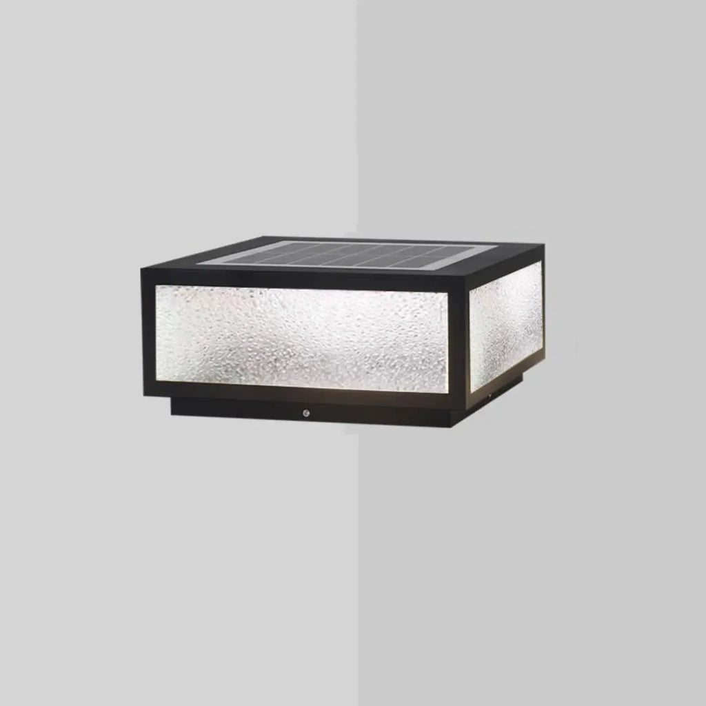 Lampes solaires carrées noires pour poteaux d'extérieur en métal
