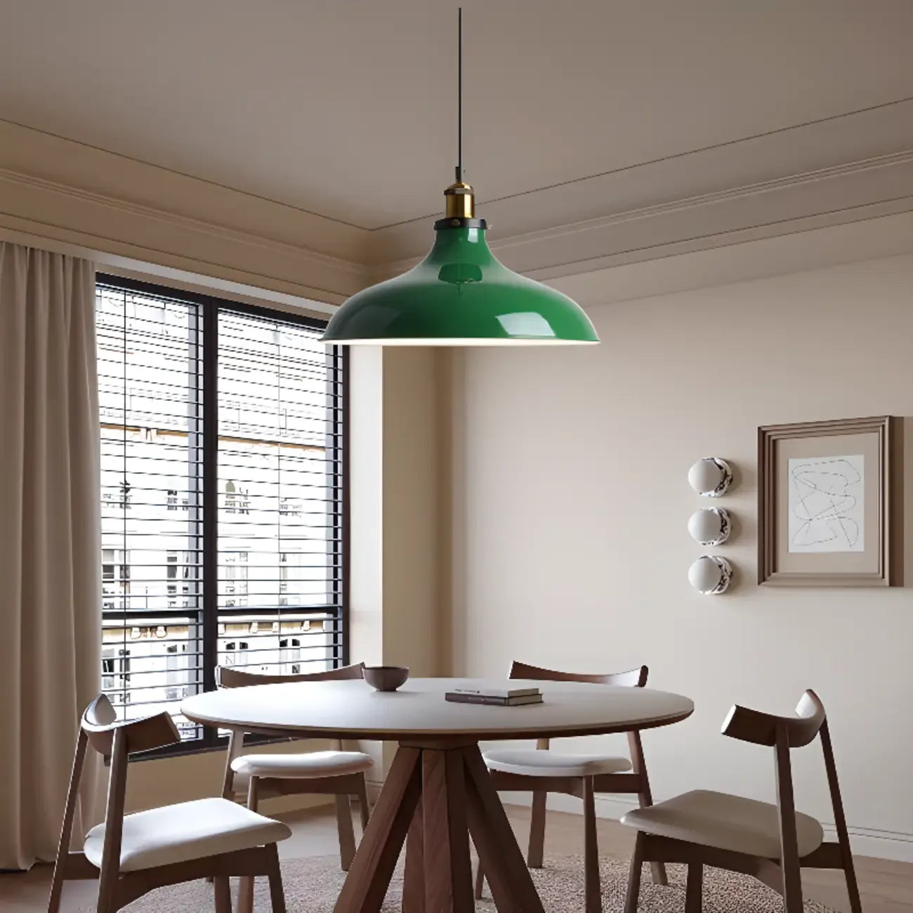 Lampada a sospensione industriale regolabile in ferro verde oliva per sala da pranzo