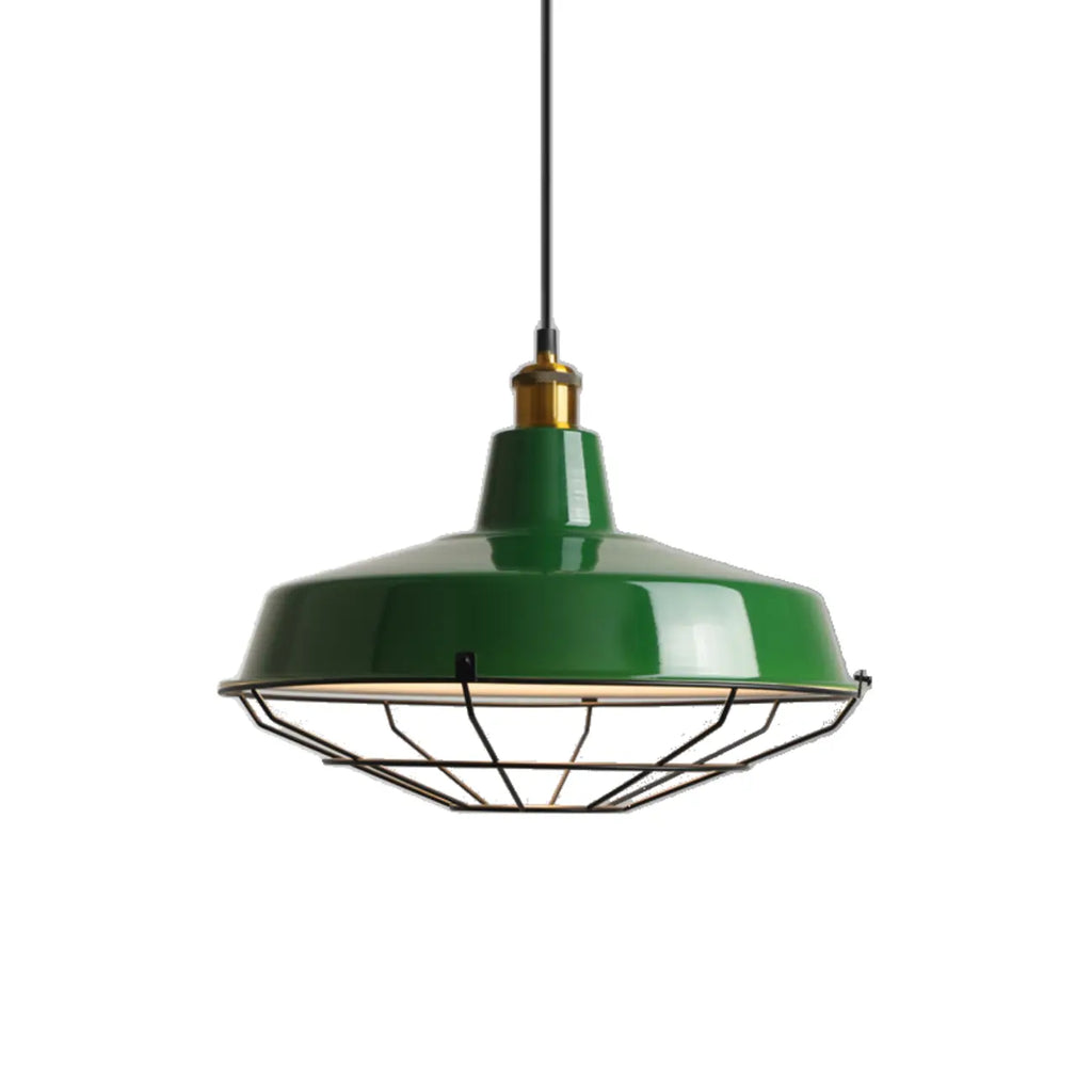 Lampada a sospensione industriale regolabile in ferro verde oliva per sala da pranzo
