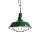 Lampada a sospensione industriale regolabile in ferro verde oliva per sala da pranzo