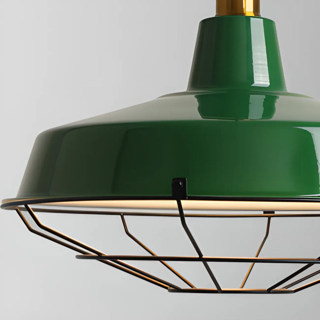 Lampada a sospensione industriale regolabile in ferro verde oliva per sala da pranzo