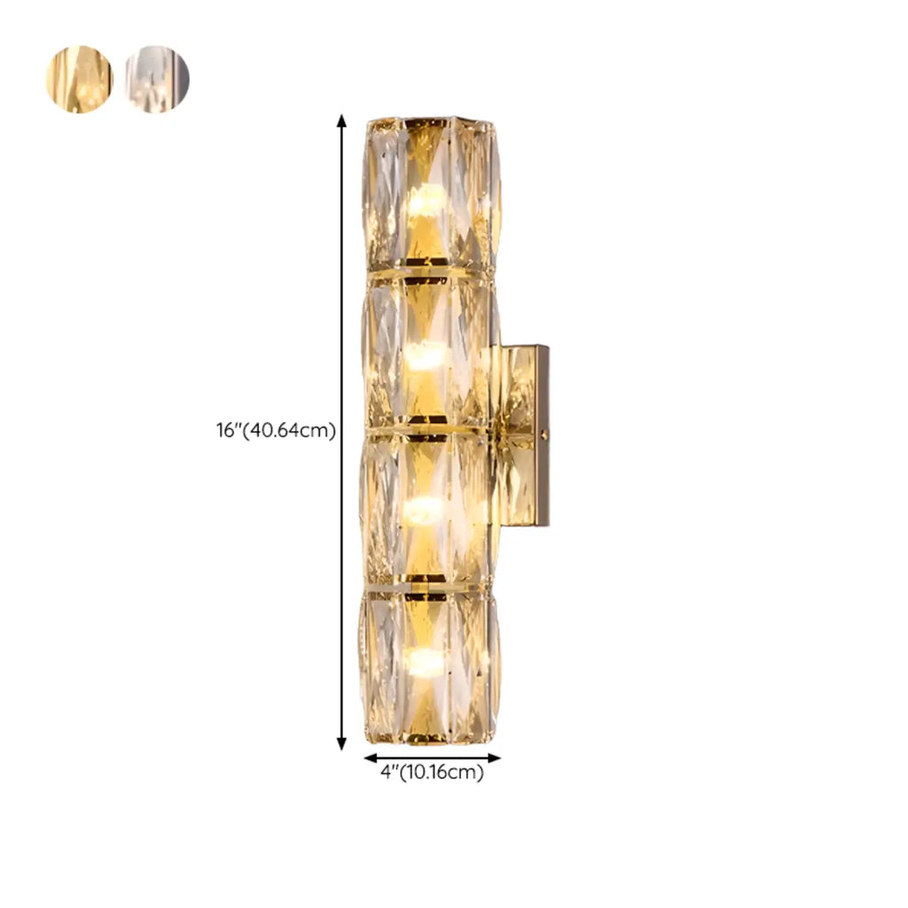 Applique murale d'ambiance pilier en cristal clair Sheen