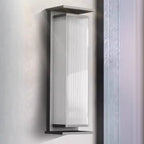 Applique murale d'extérieur moderne en métal noir et plastique nervuré
