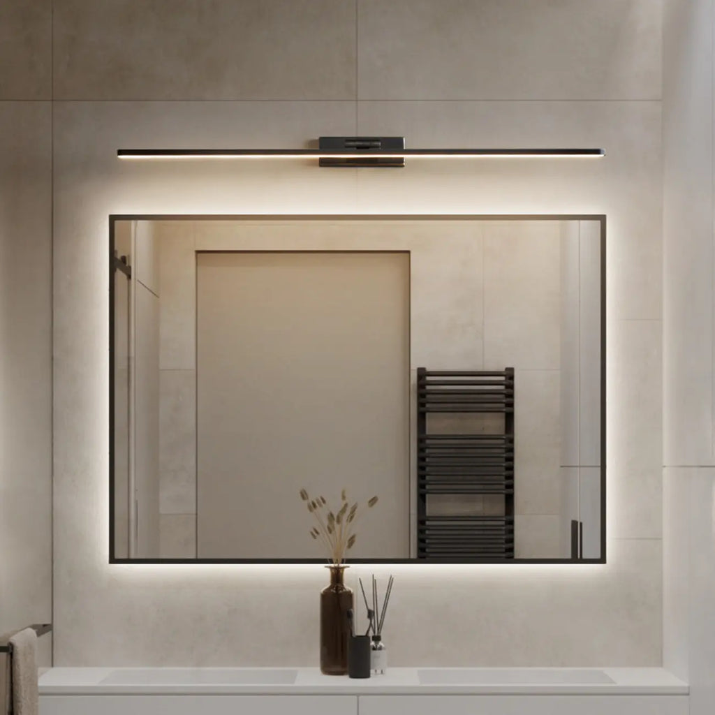 Applique murale minimaliste linéaire en métal avec variateur à 3 niveaux pour salle de bain