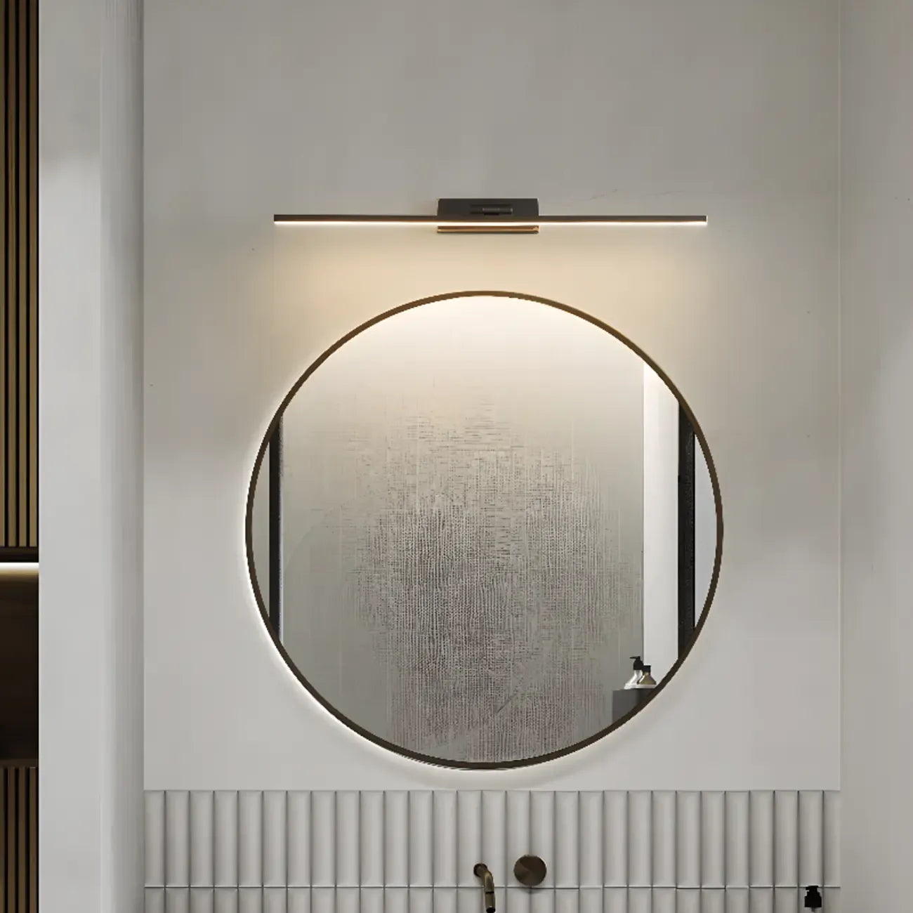 Applique murale minimaliste linéaire en métal avec variateur à 3 niveaux pour salle de bain