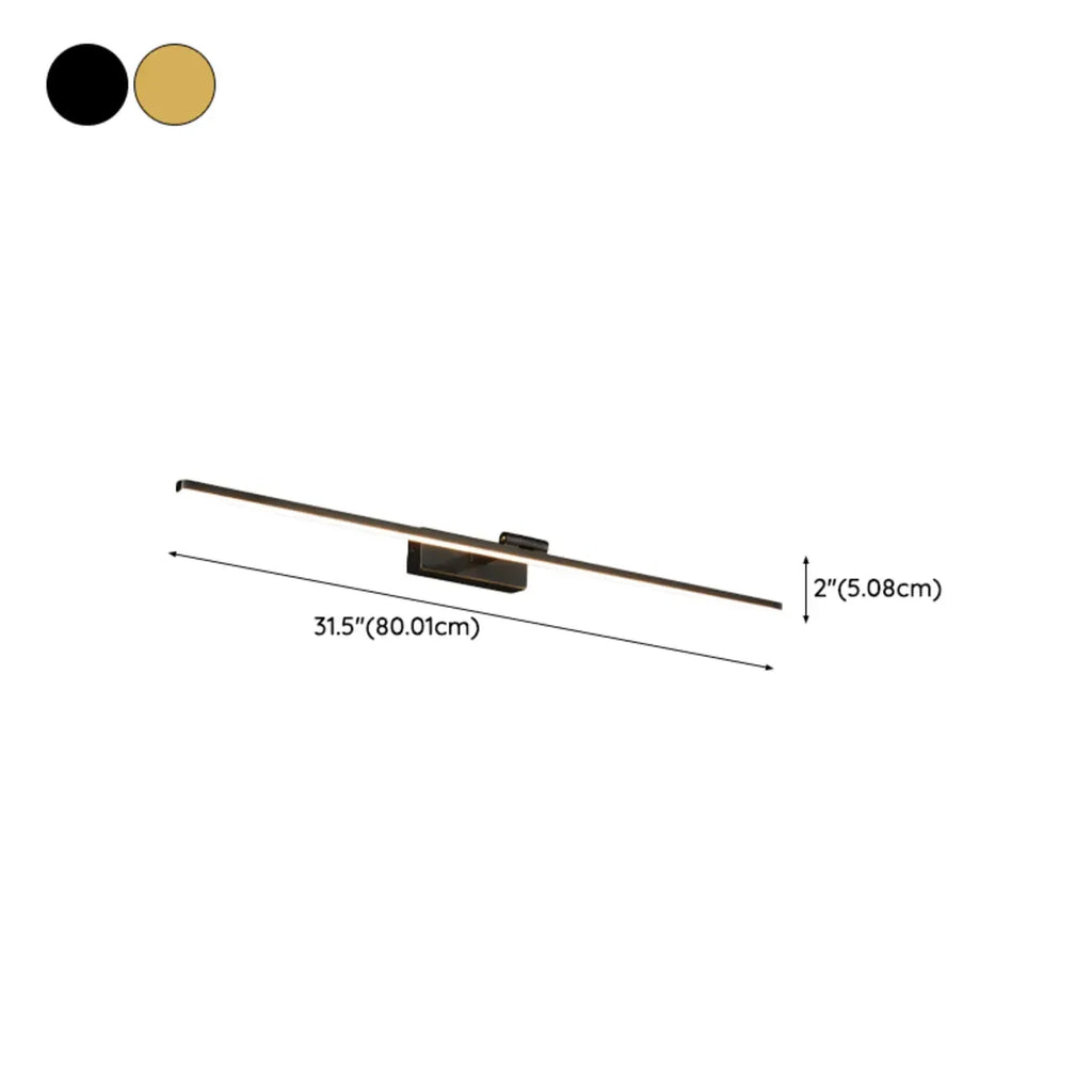 Applique murale minimaliste linéaire en métal avec variateur à 3 niveaux pour salle de bain