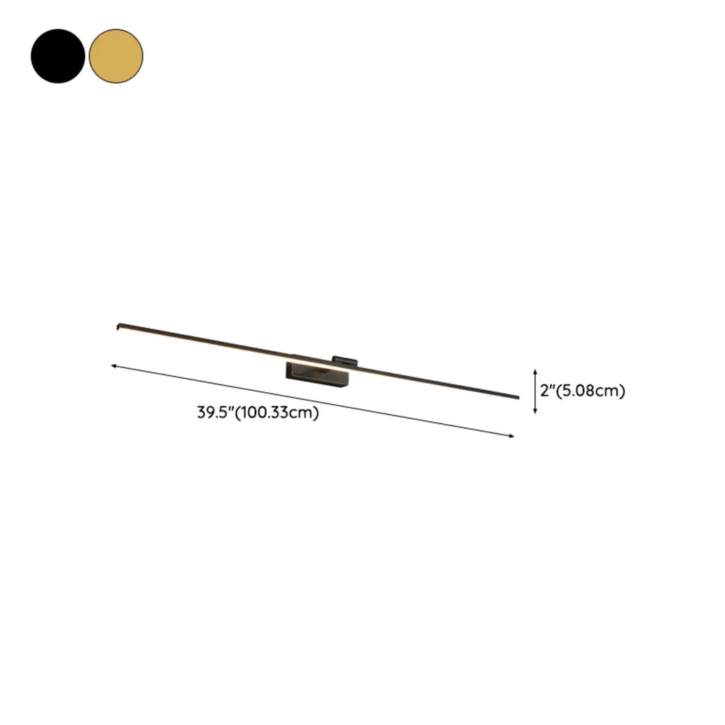 Applique murale minimaliste linéaire en métal avec variateur à 3 niveaux pour salle de bain