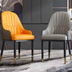 Chaise de salle à manger glamour en similicuir avec dossier incurvé et accoudoirs