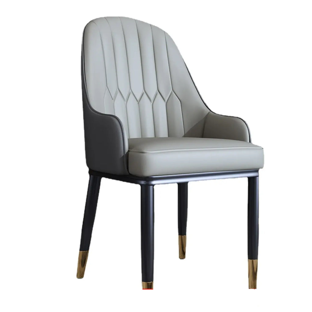 Chaise de salle à manger glamour en similicuir avec dossier incurvé et accoudoirs