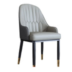 Chaise de salle à manger glamour en similicuir avec dossier incurvé et accoudoirs