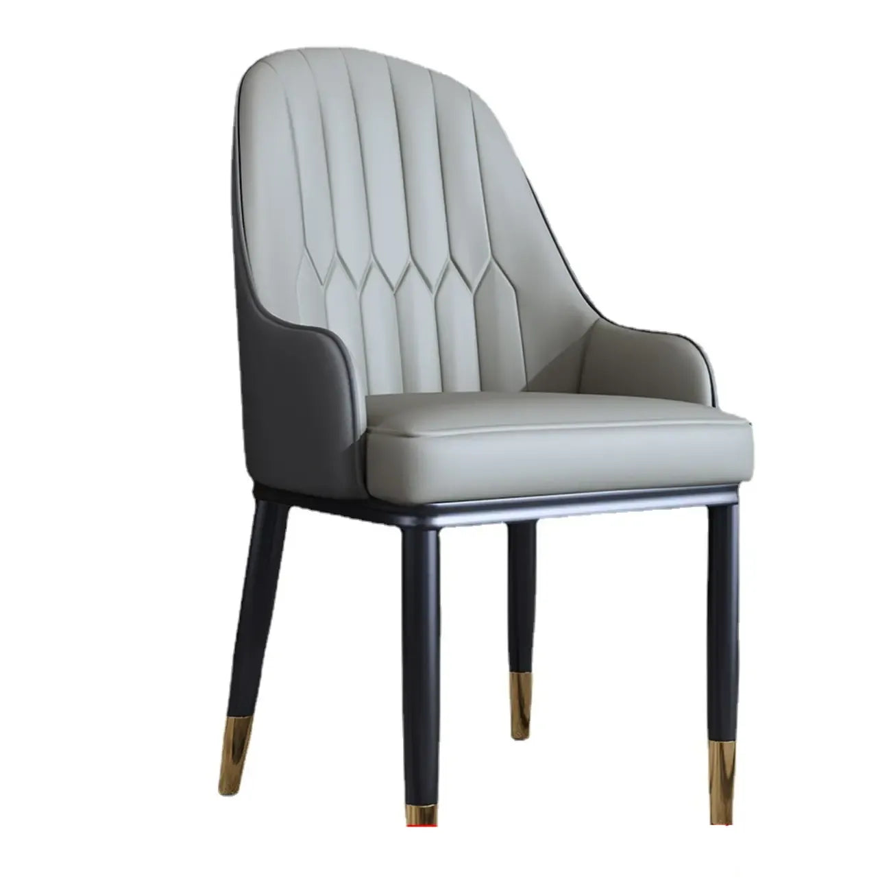 Chaise de salle à manger glamour en similicuir avec dossier incurvé et accoudoirs
