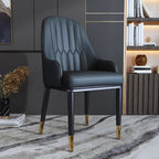 Chaise de salle à manger glamour en similicuir avec dossier incurvé et accoudoirs