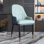 Chaise de salle à manger glamour en similicuir avec dossier incurvé et accoudoirs