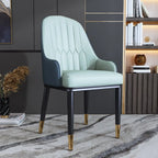 Chaise de salle à manger glamour en similicuir avec dossier incurvé et accoudoirs