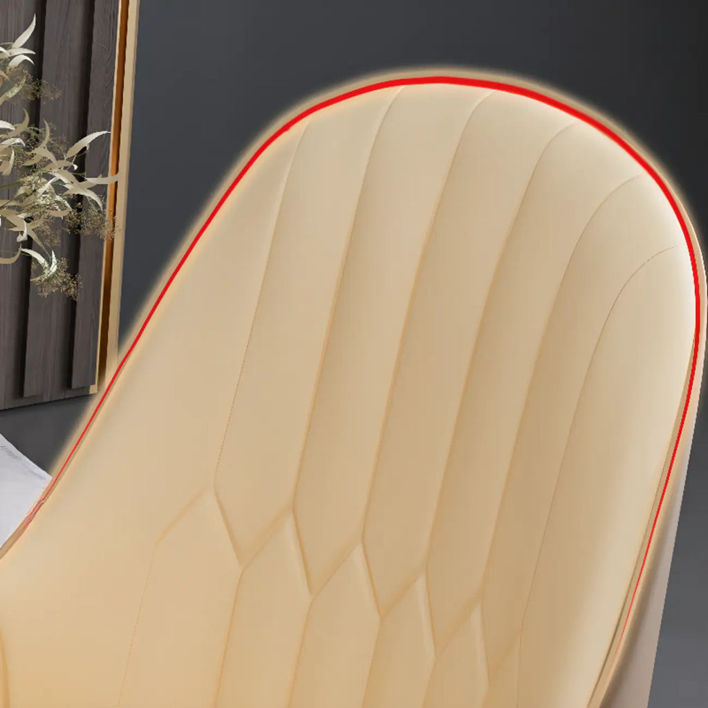 Chaise de salle à manger glamour en similicuir avec dossier incurvé et accoudoirs
