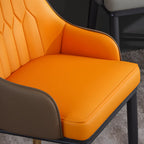 Chaise de salle à manger glamour en similicuir avec dossier incurvé et accoudoirs