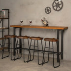 Table de bar moderne de style industriel, plateau en bois, piètement en métal