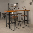 Table de bar moderne de style industriel, plateau en bois, piètement en métal