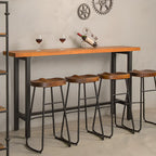 Table de bar moderne de style industriel, plateau en bois, piètement en métal