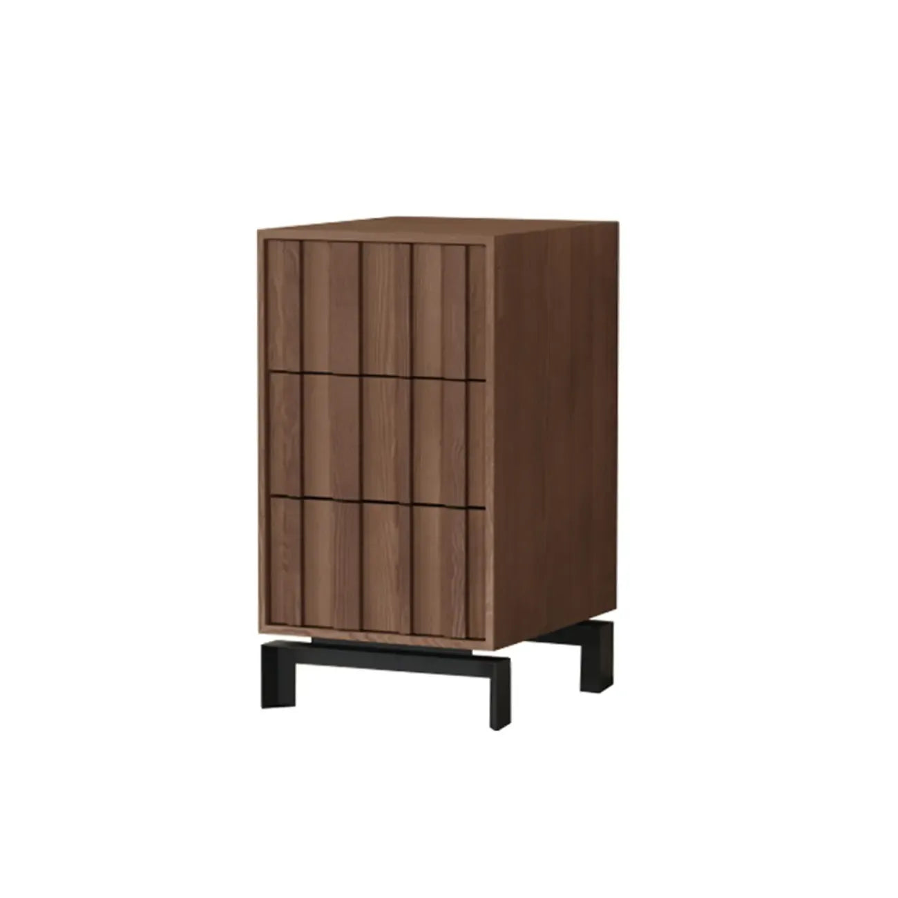 Armoire de rangement utilitaire en bois brun ondulé de style moderne du milieu du siècle
