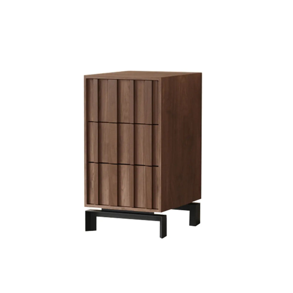 Armoire de rangement utilitaire en bois brun ondulé de style moderne du milieu du siècle