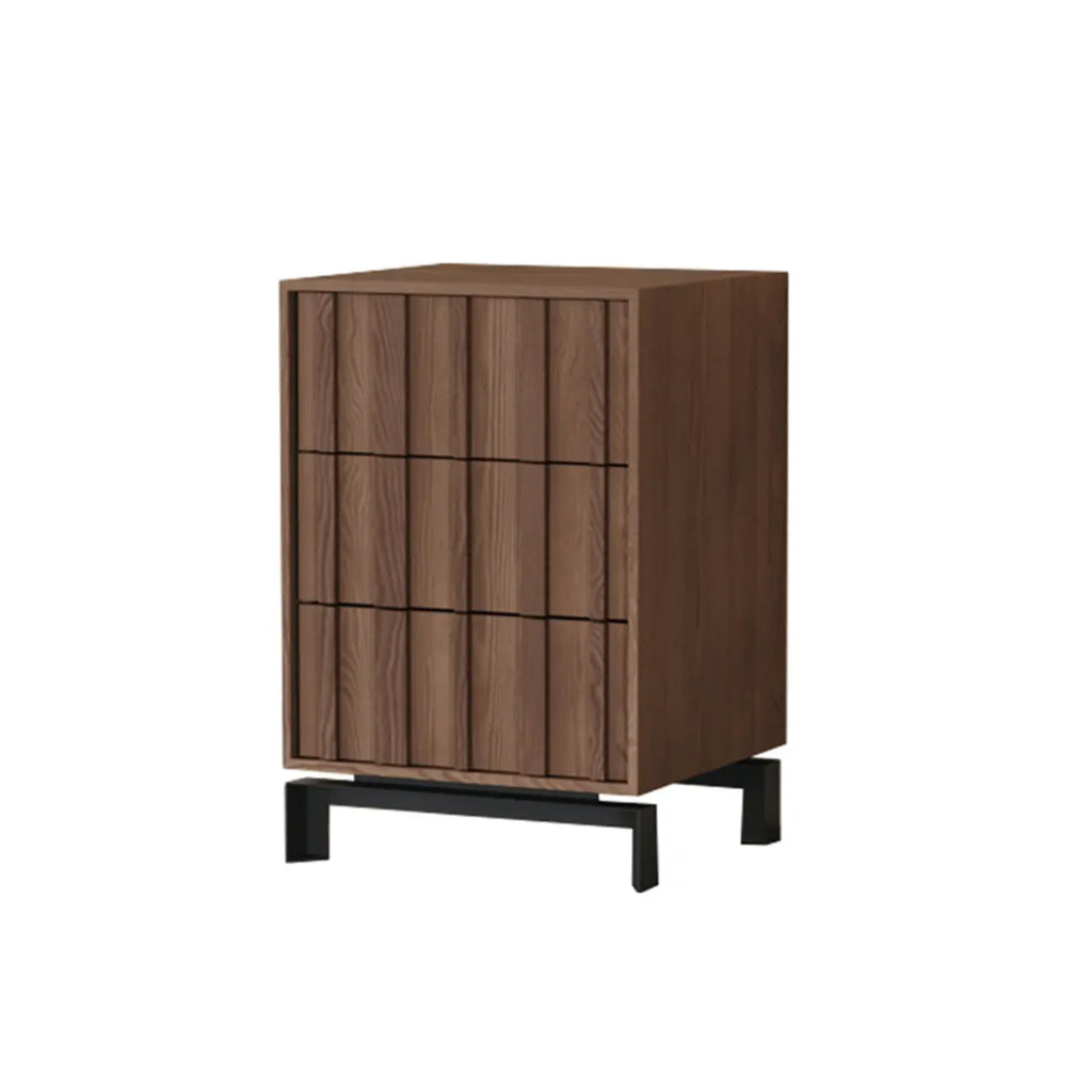 Armoire de rangement utilitaire en bois brun ondulé de style moderne du milieu du siècle