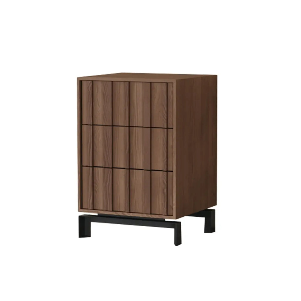 Armoire de rangement utilitaire en bois brun ondulé de style moderne du milieu du siècle