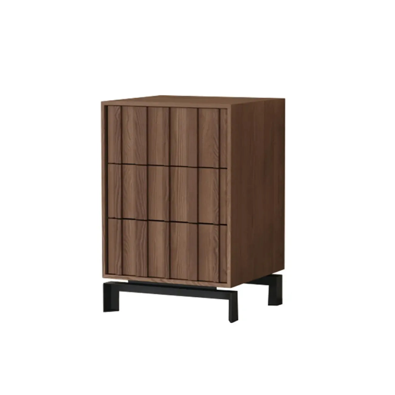Armoire de rangement utilitaire en bois brun ondulé de style moderne du milieu du siècle