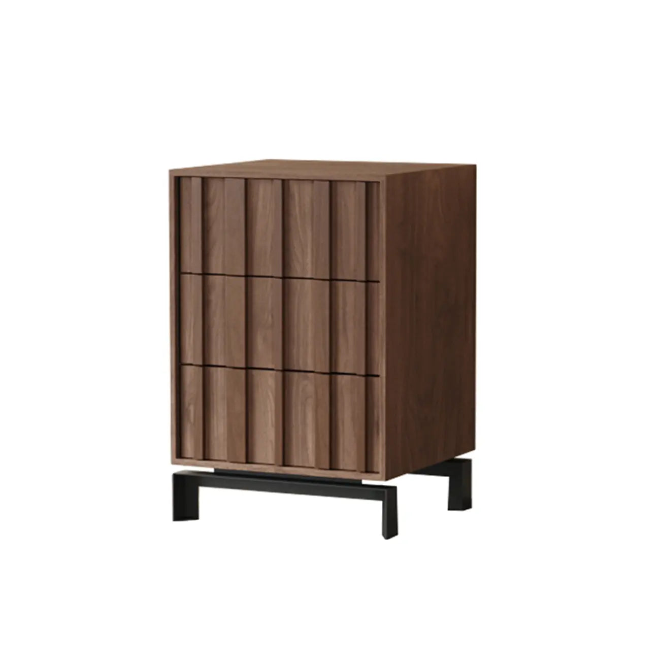 Armoire de rangement utilitaire en bois brun ondulé de style moderne du milieu du siècle