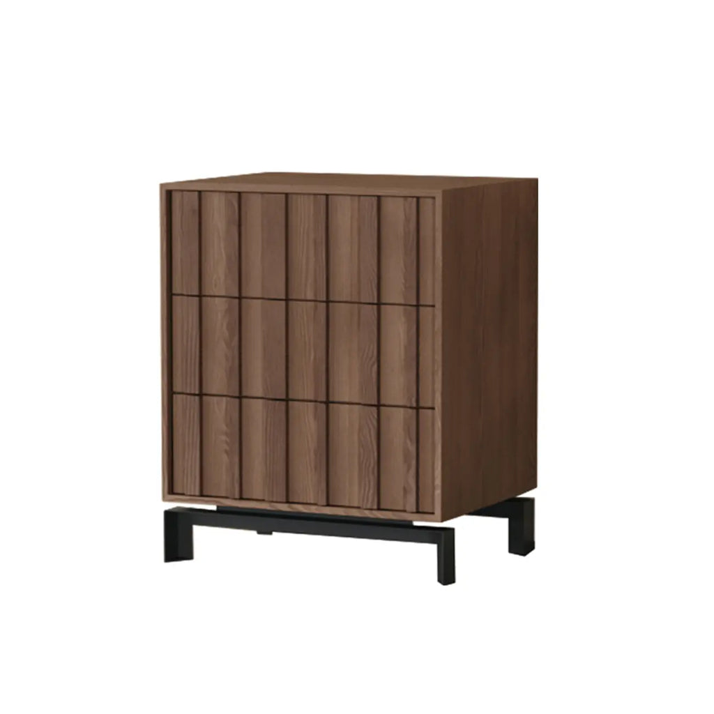 Armoire de rangement utilitaire en bois brun ondulé de style moderne du milieu du siècle