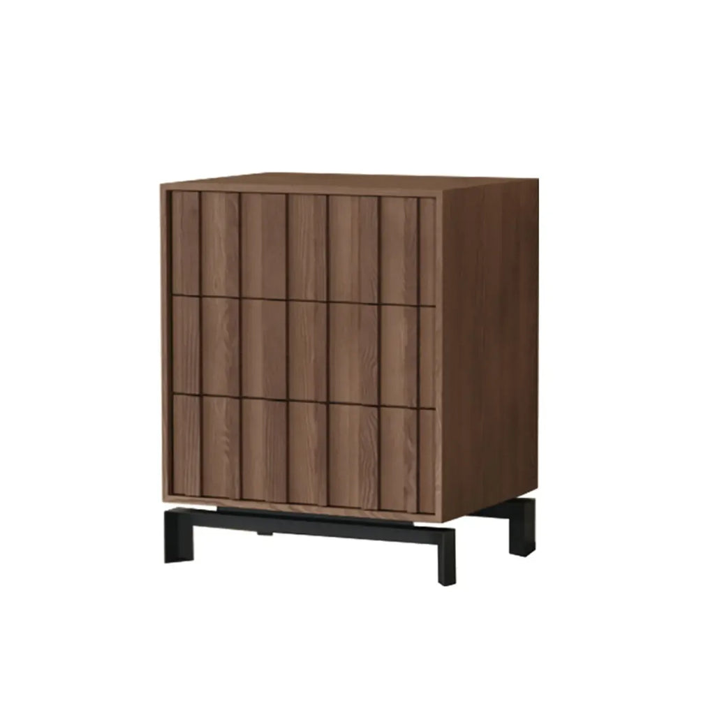 Armoire de rangement utilitaire en bois brun ondulé de style moderne du milieu du siècle