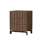Armoire de rangement utilitaire en bois brun ondulé de style moderne du milieu du siècle