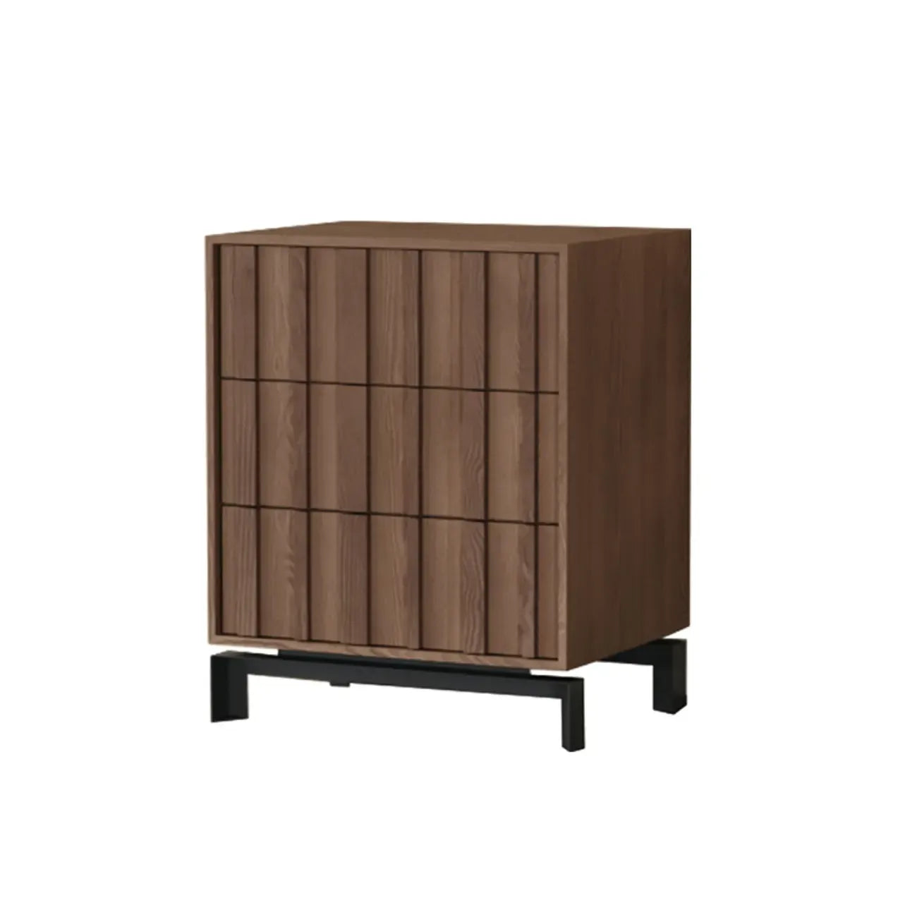 Armoire de rangement utilitaire en bois brun ondulé de style moderne du milieu du siècle