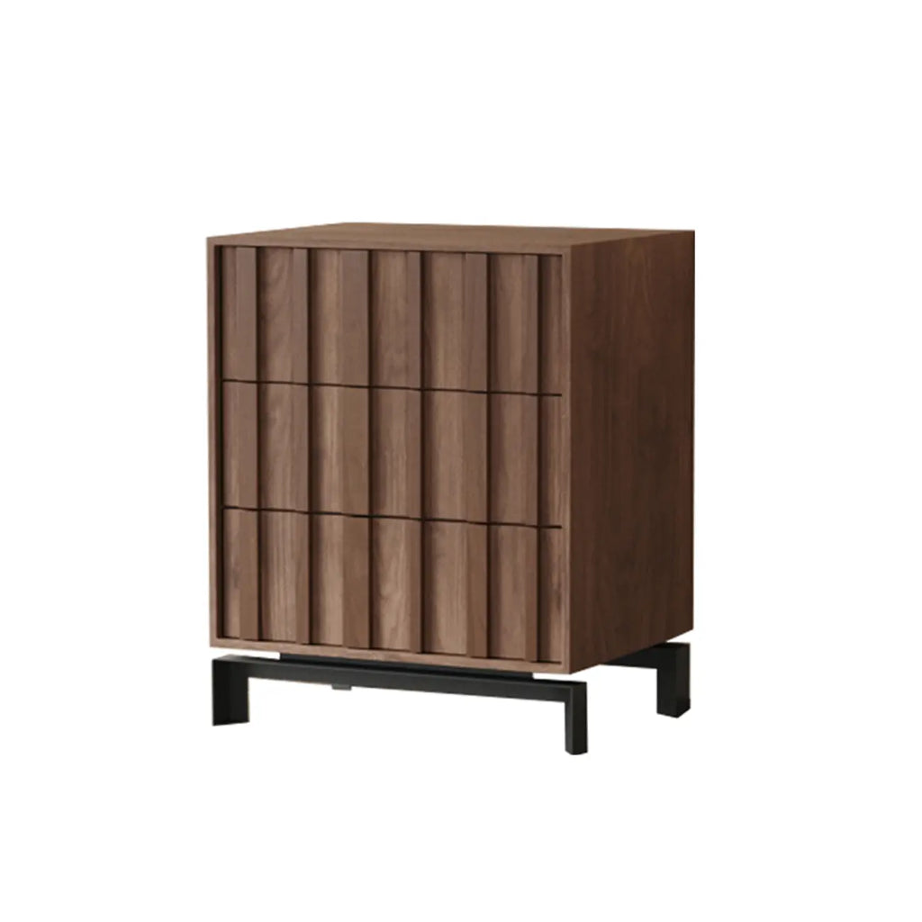 Armoire de rangement utilitaire en bois brun ondulé de style moderne du milieu du siècle
