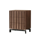 Armoire de rangement utilitaire en bois brun ondulé de style moderne du milieu du siècle