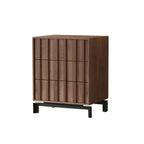 Armoire de rangement utilitaire en bois brun ondulé de style moderne du milieu du siècle