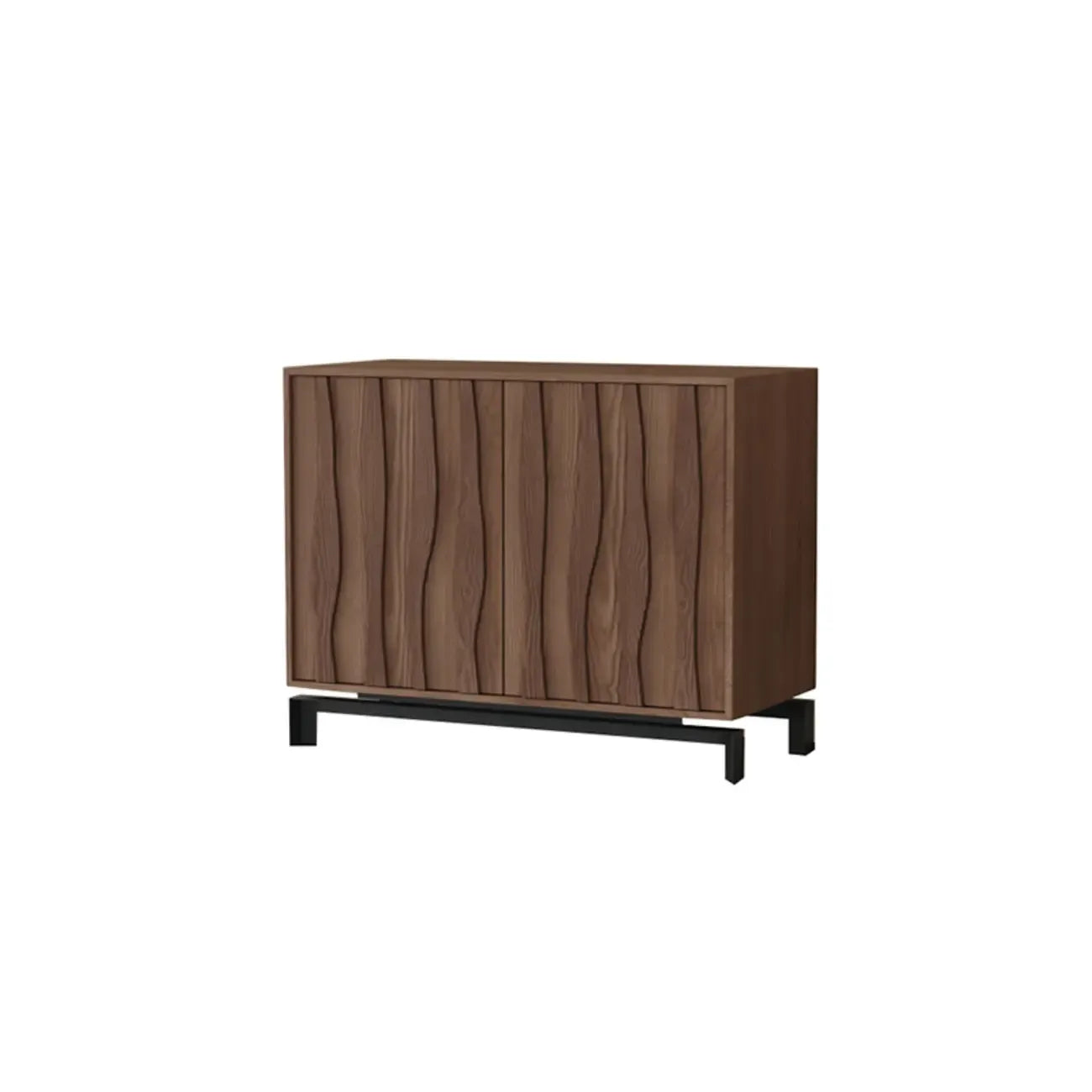 Armoire de rangement utilitaire en bois brun ondulé de style moderne du milieu du siècle