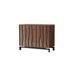 Armoire de rangement utilitaire en bois brun ondulé de style moderne du milieu du siècle