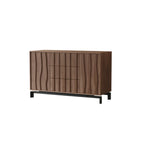 Armoire de rangement utilitaire en bois brun ondulé de style moderne du milieu du siècle