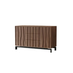 Armoire de rangement utilitaire en bois brun ondulé de style moderne du milieu du siècle