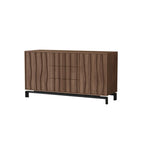 Armoire de rangement utilitaire en bois brun ondulé de style moderne du milieu du siècle