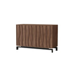 Armoire de rangement utilitaire en bois brun ondulé de style moderne du milieu du siècle