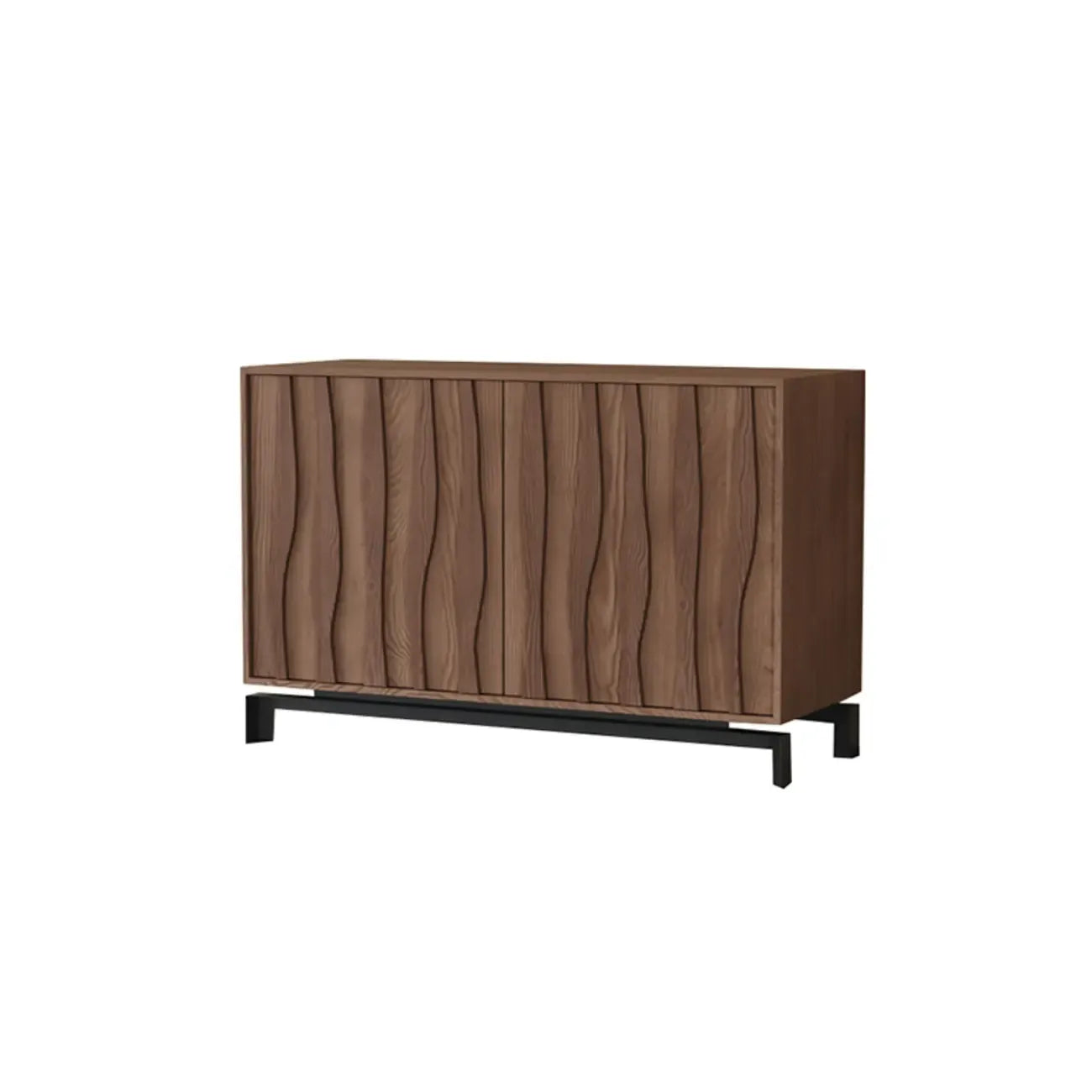 Armoire de rangement utilitaire en bois brun ondulé de style moderne du milieu du siècle