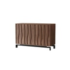 Armoire de rangement utilitaire en bois brun ondulé de style moderne du milieu du siècle