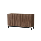 Armoire de rangement utilitaire en bois brun ondulé de style moderne du milieu du siècle